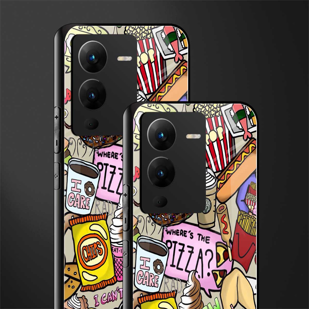 tasty food collage back phone cover | glass case for vivo v25 pro 5g