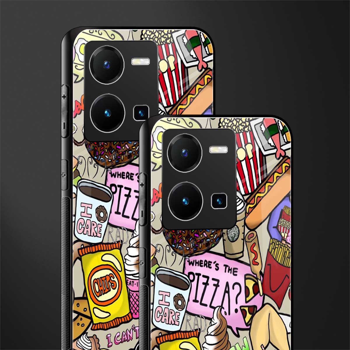 tasty food collage back phone cover | glass case for vivo y35 4g