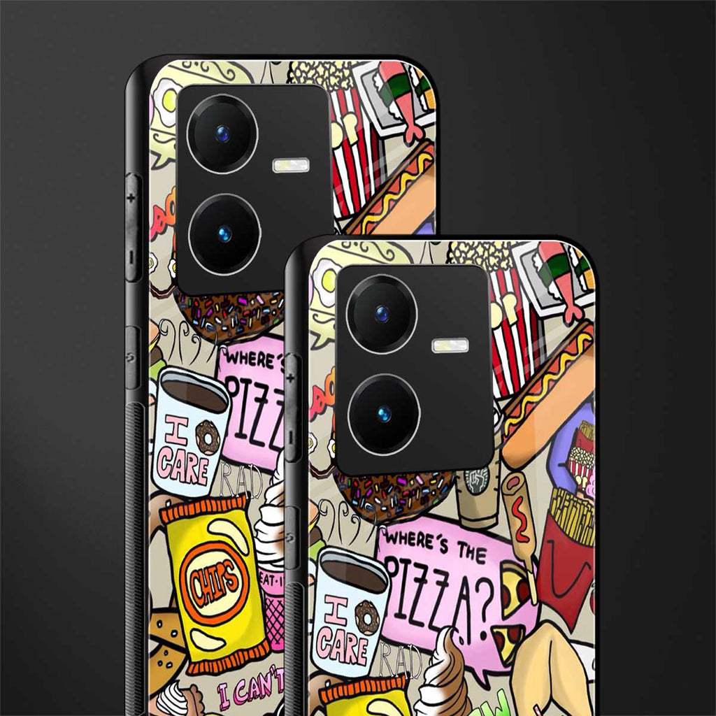 tasty food collage back phone cover | glass case for vivo y22