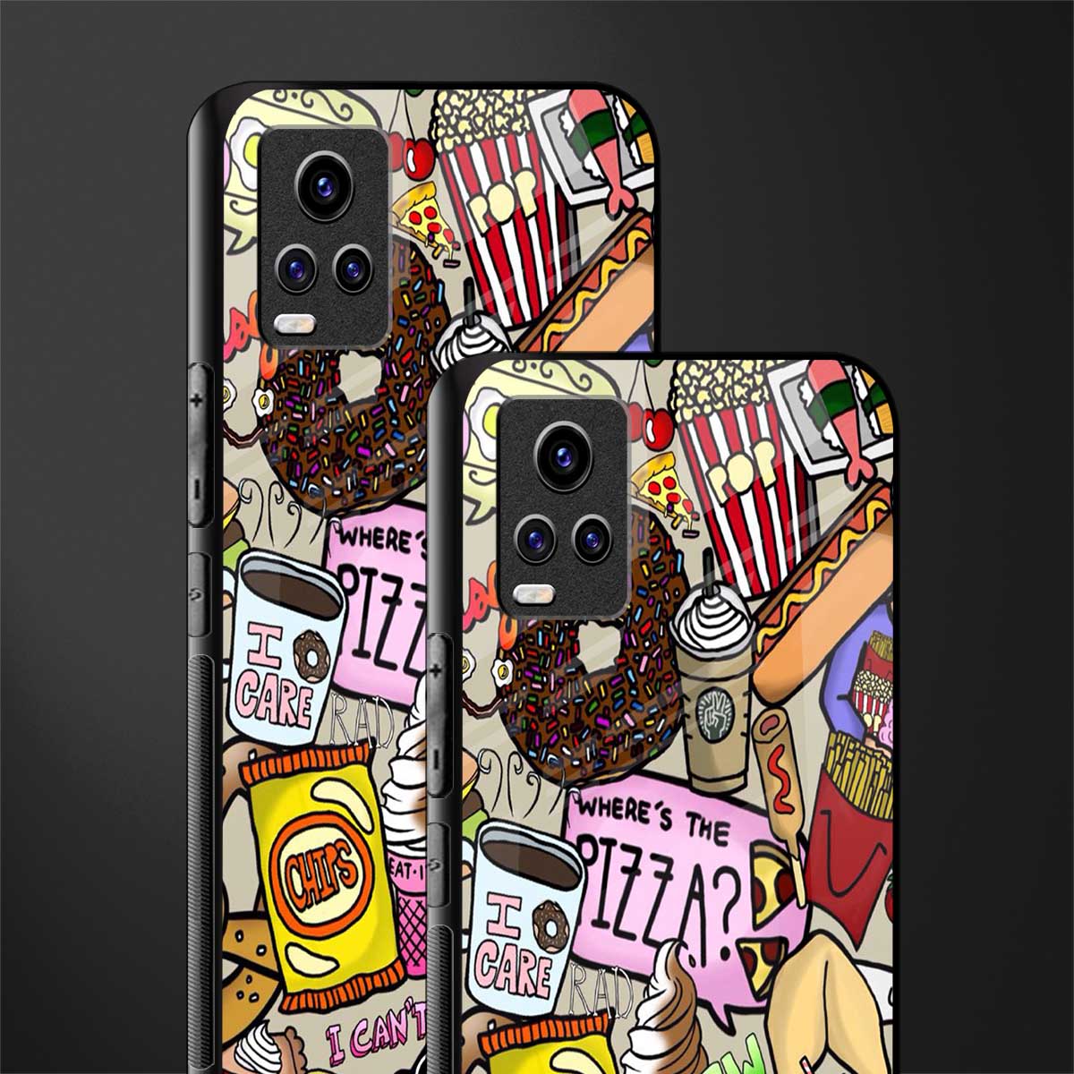 tasty food collage back phone cover | glass case for vivo v21e 4g
