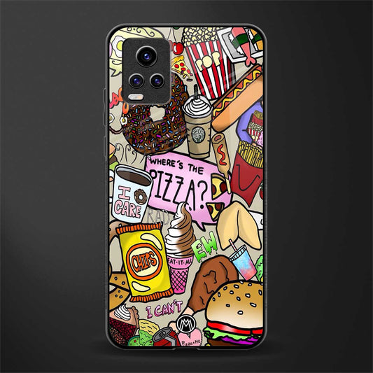 tasty food collage back phone cover | glass case for vivo v21e 4g