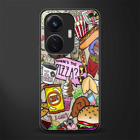 tasty food collage back phone cover | glass case for vivo t1 44w 4g