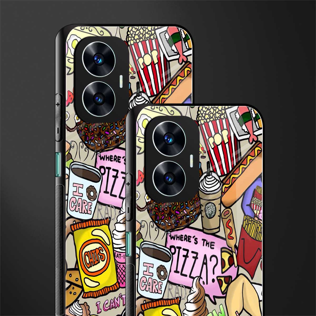 tasty food collage back phone cover | glass case for realme c55