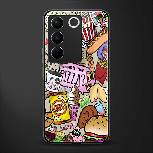 tasty food collage back phone cover | glass case for vivo v27 pro 5g
