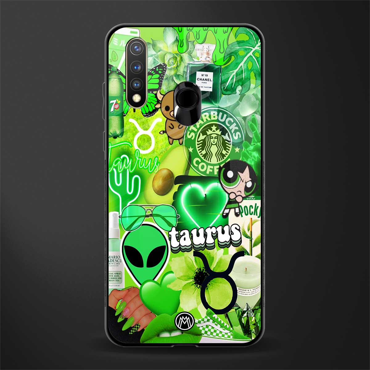 taurus aesthetic collage glass case for vivo y19 image