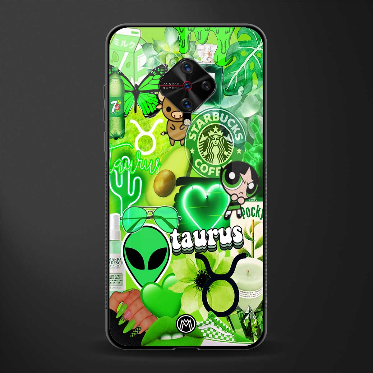taurus aesthetic collage glass case for vivo s1 pro image