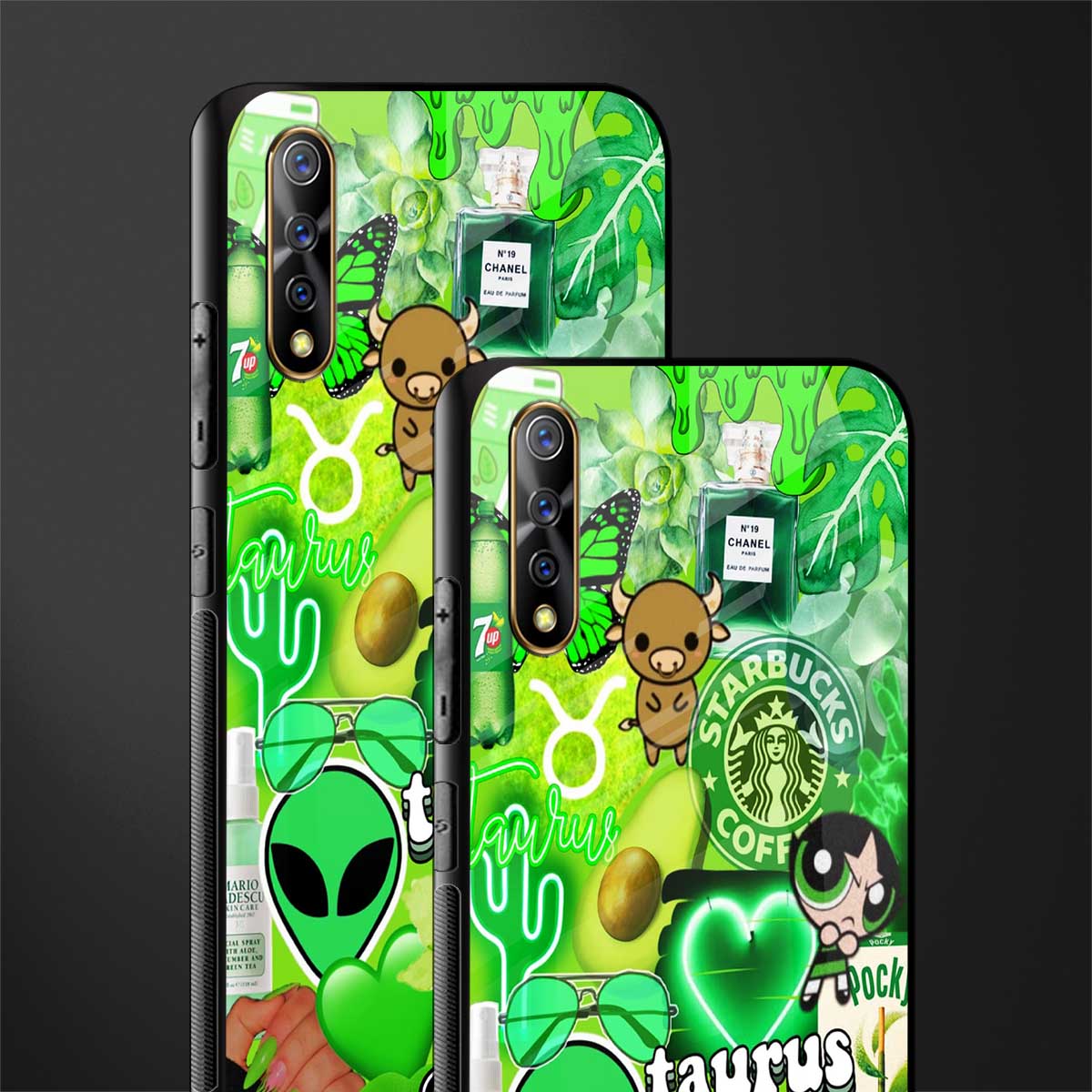 taurus aesthetic collage glass case for vivo s1 image-2