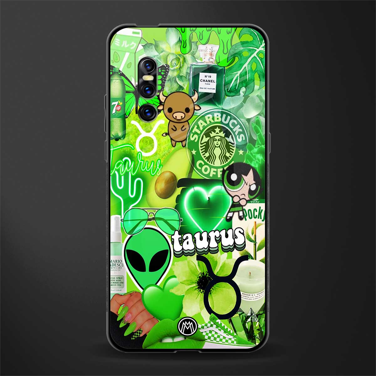 taurus aesthetic collage glass case for vivo v15 pro image
