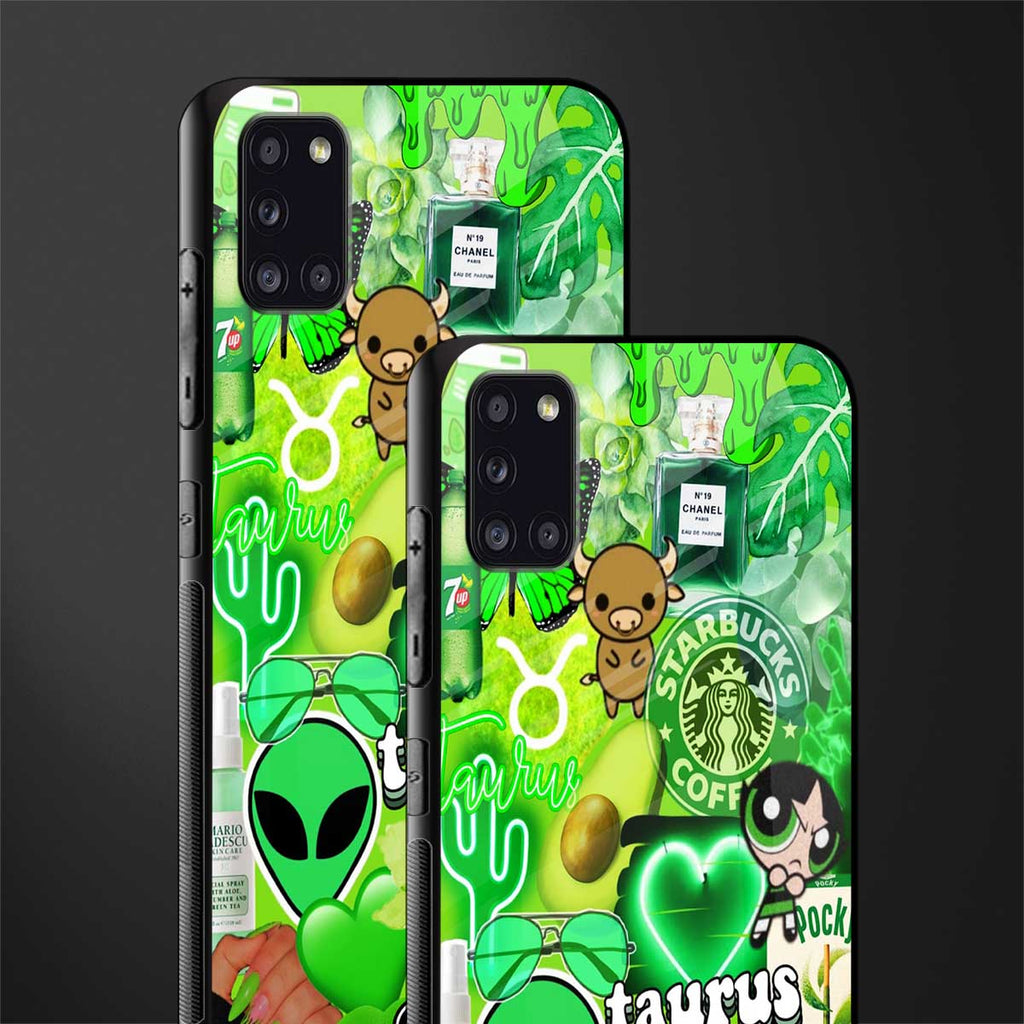 taurus aesthetic collage glass case for samsung galaxy a31 image-2