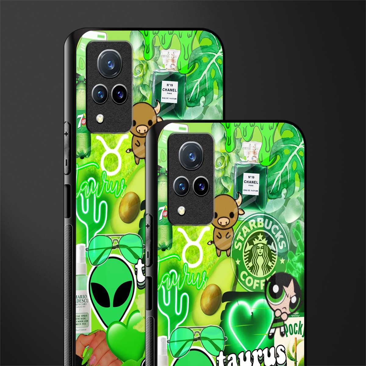 taurus aesthetic collage glass case for vivo v21 5g image-2