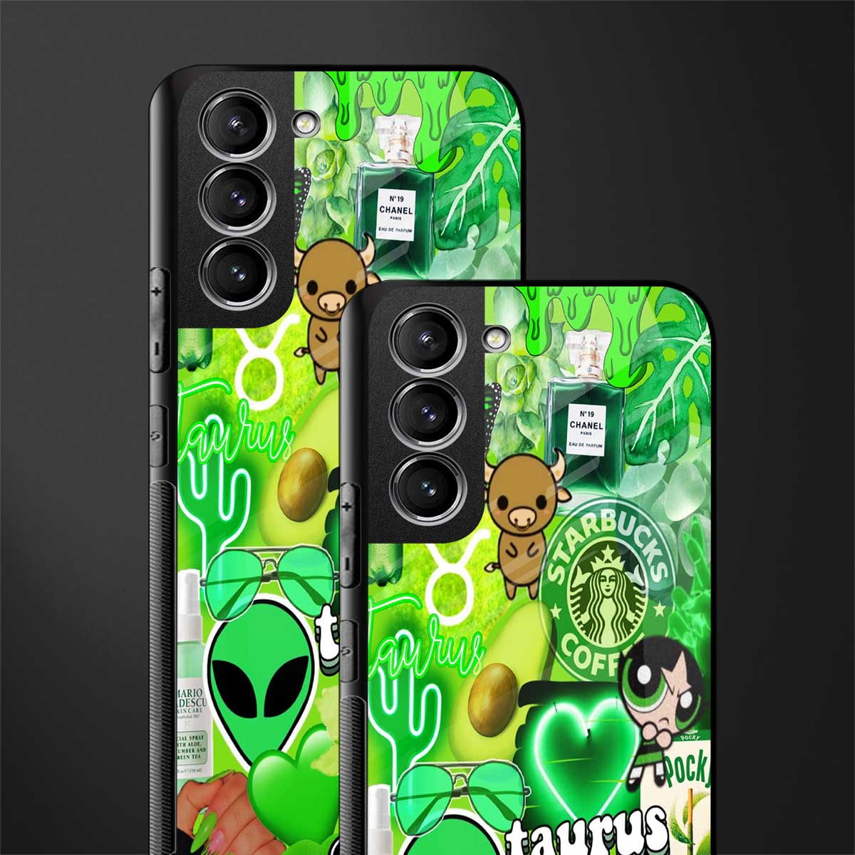 taurus aesthetic collage glass case for samsung galaxy s21 fe 5g image-2