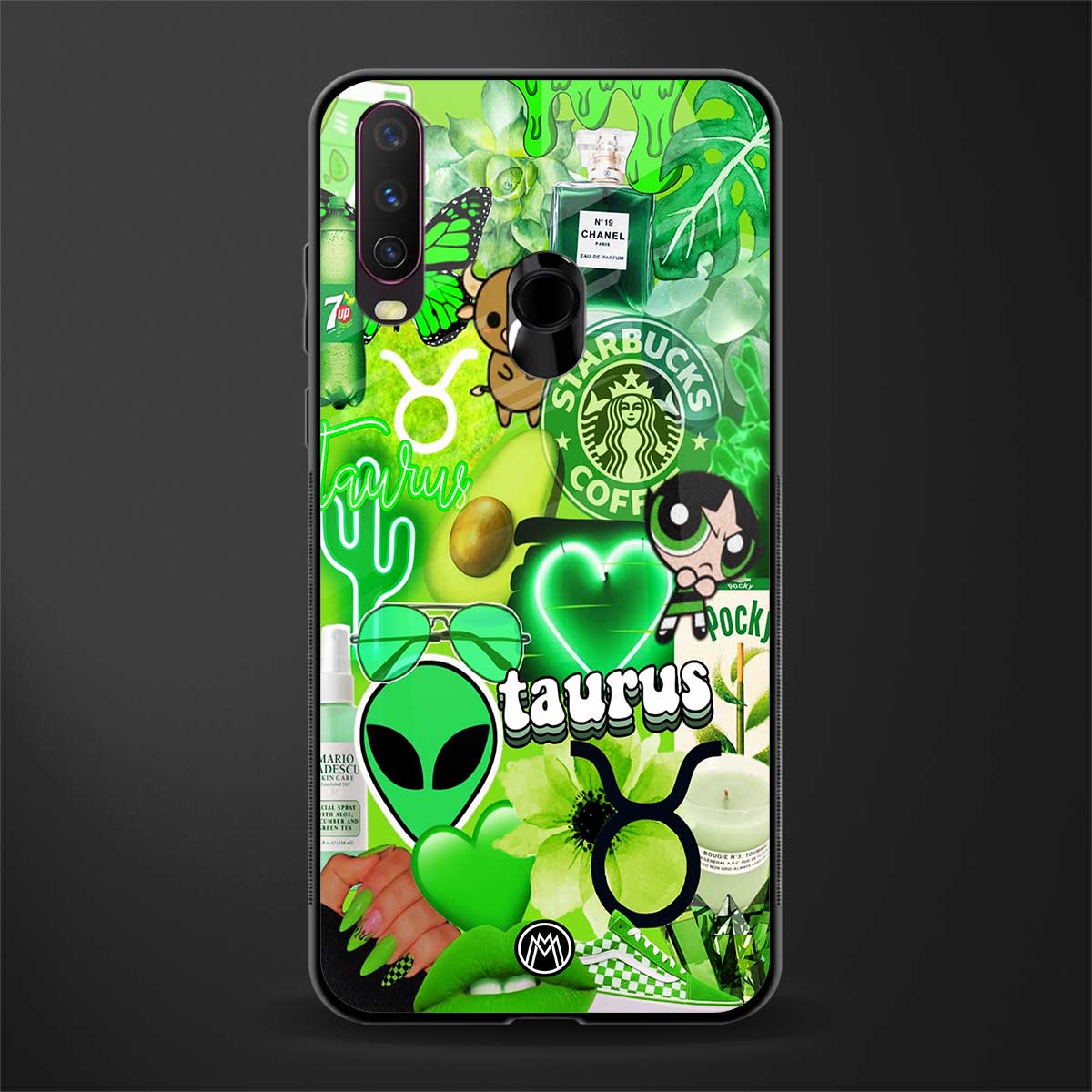 taurus aesthetic collage glass case for vivo y12 image