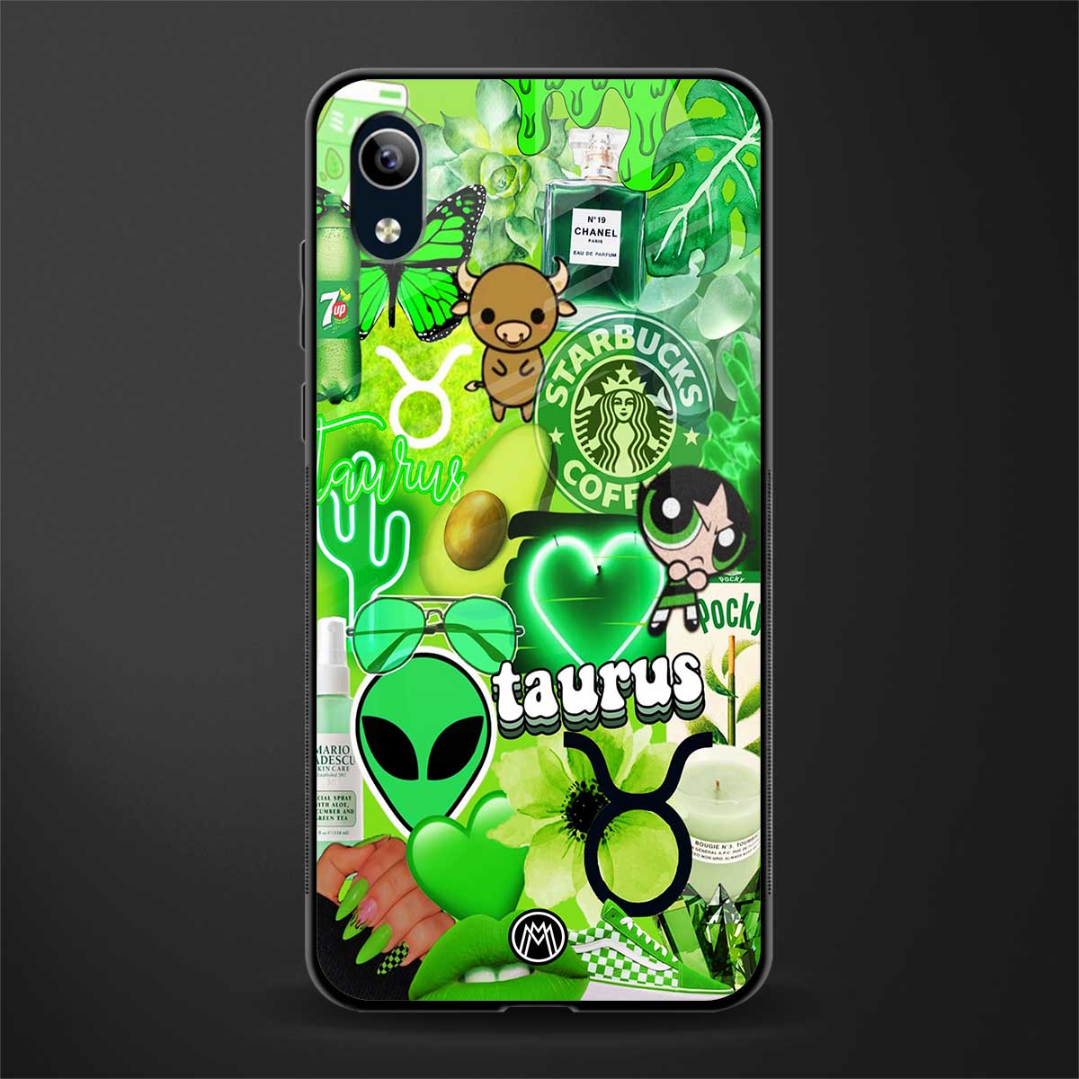 taurus aesthetic collage glass case for vivo y1s without fingerprint image