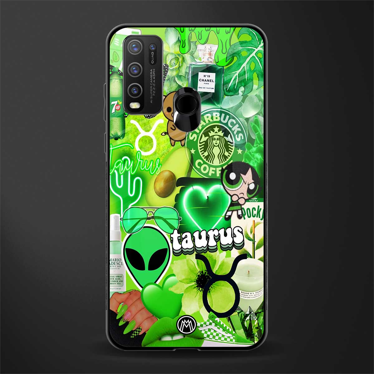 taurus aesthetic collage glass case for vivo y50 image