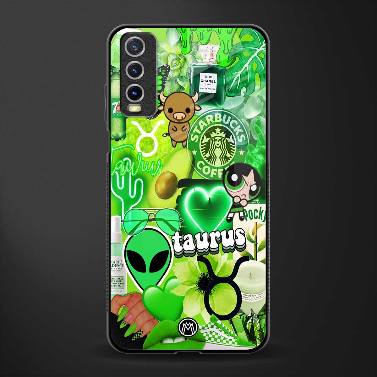 taurus aesthetic collage glass case for vivo y20 image