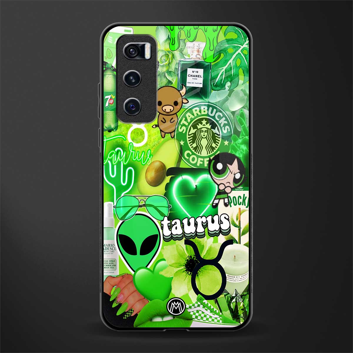 taurus aesthetic collage glass case for vivo v20 se image