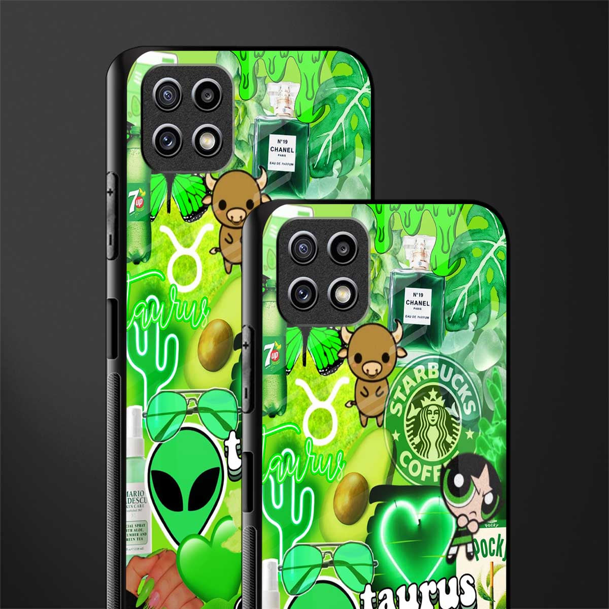 taurus aesthetic collage glass case for samsung galaxy a22 5g image-2