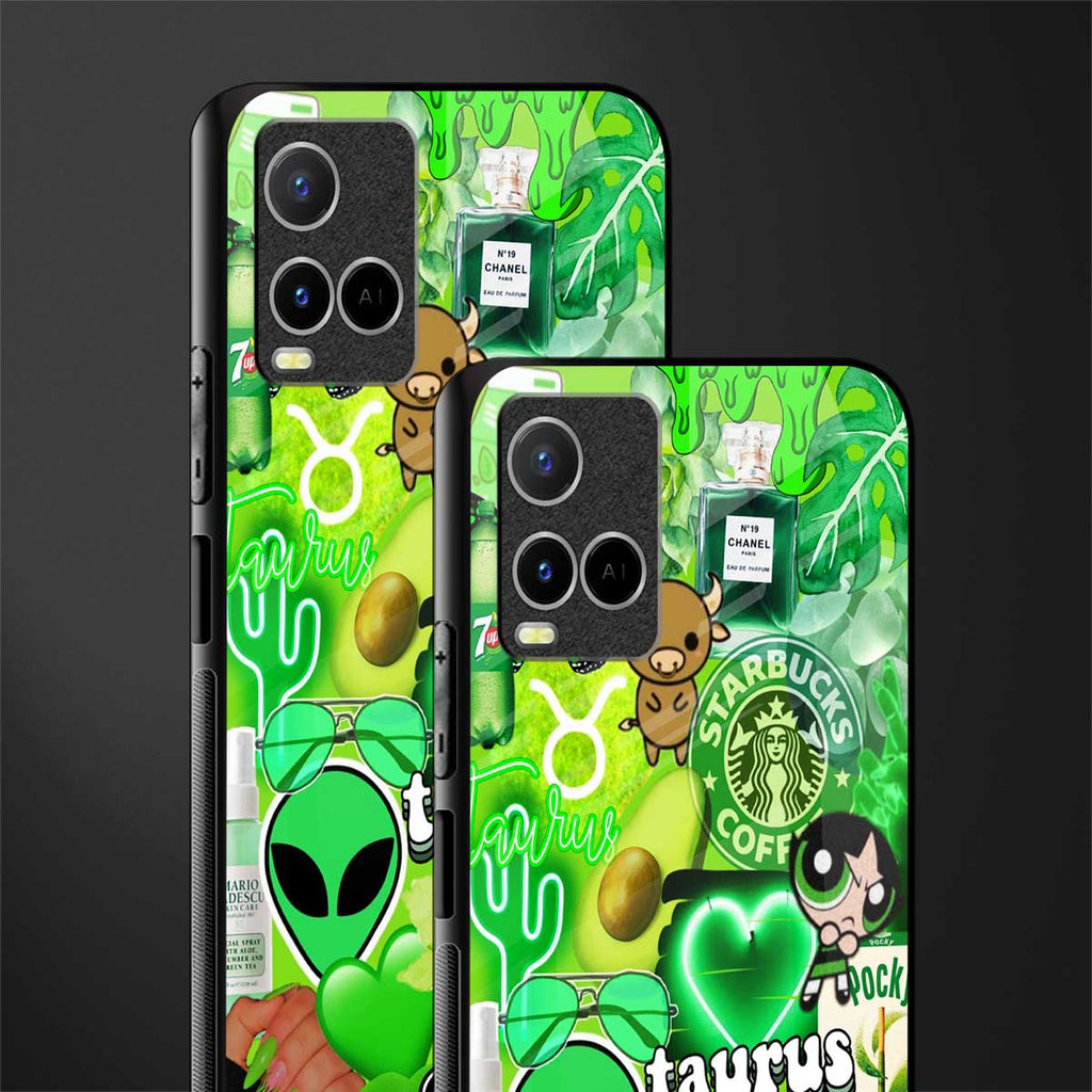 taurus aesthetic collage glass case for vivo y21s image-2
