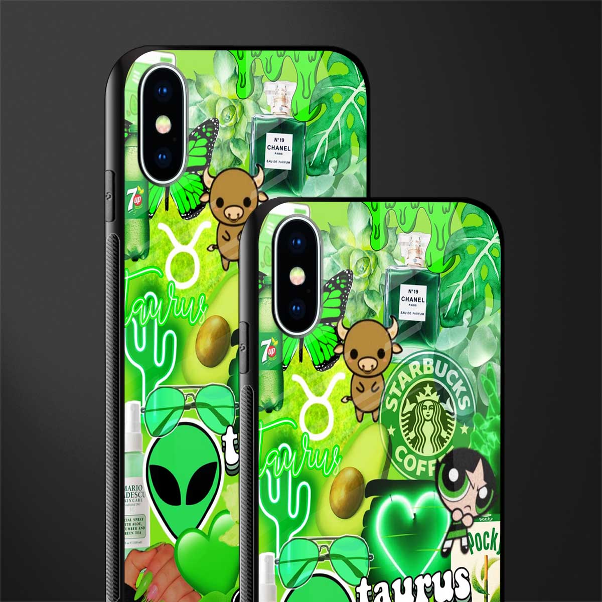 taurus aesthetic collage glass case for iphone xs image-2