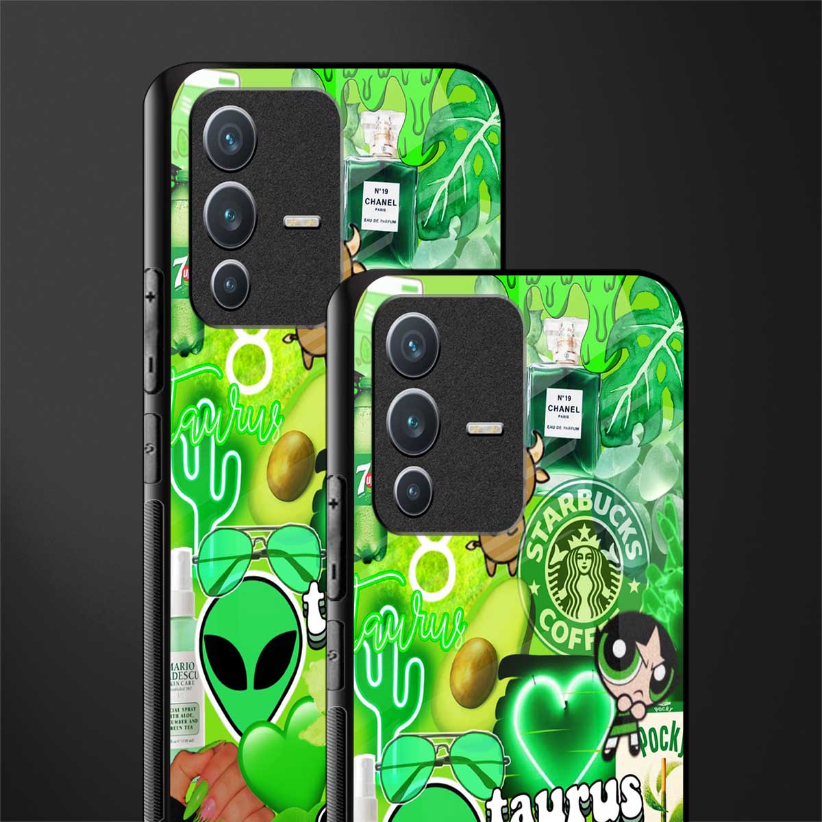 taurus aesthetic collage glass case for vivo v23 5g image-2