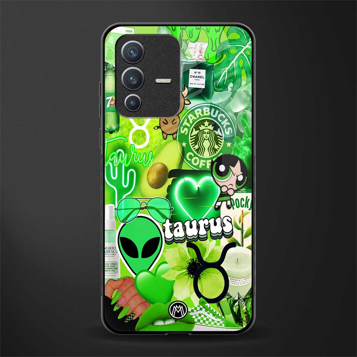 taurus aesthetic collage glass case for vivo v23 5g image