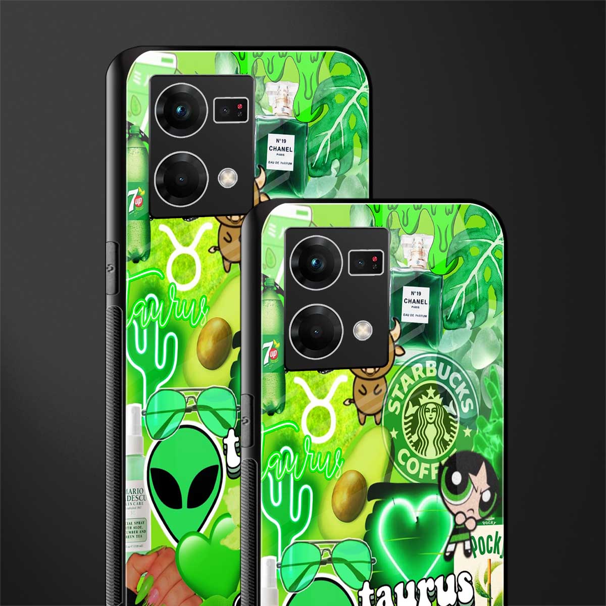 taurus aesthetic collage back phone cover | glass case for oppo f21 pro 4g