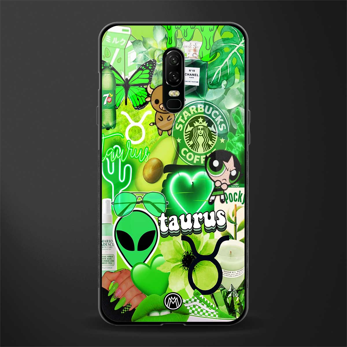 taurus aesthetic collage glass case for oneplus 6 image