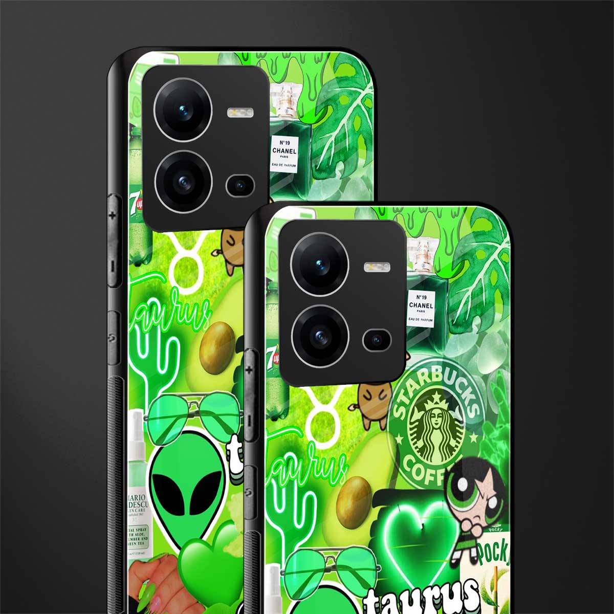 taurus aesthetic collage back phone cover | glass case for vivo v25-5g