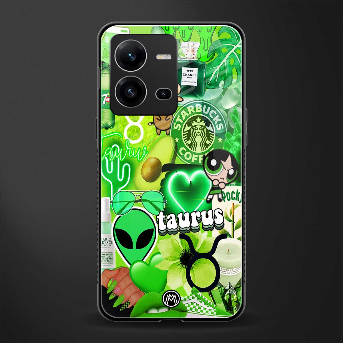 taurus aesthetic collage back phone cover | glass case for vivo v25-5g