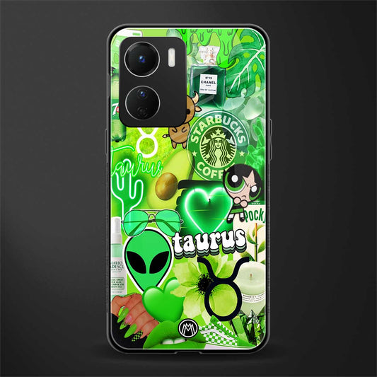 taurus aesthetic collage back phone cover | glass case for vivo y16