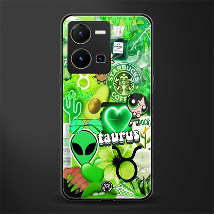 taurus aesthetic collage back phone cover | glass case for vivo y35 4g