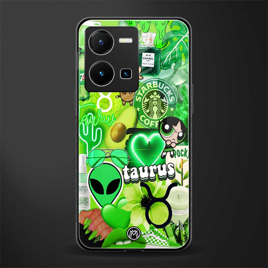 taurus aesthetic collage back phone cover | glass case for vivo y35 4g