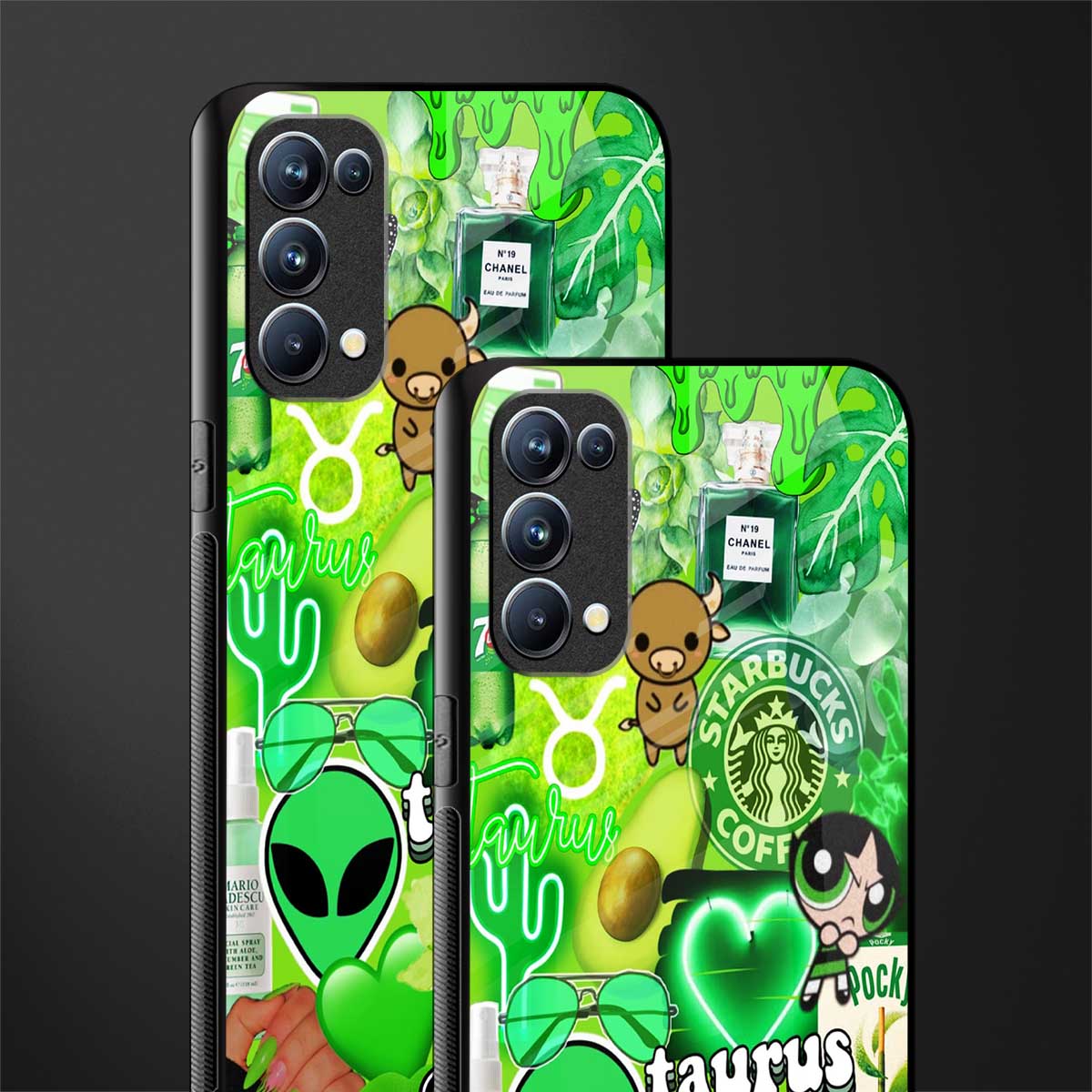 taurus aesthetic collage back phone cover | glass case for oppo reno 5