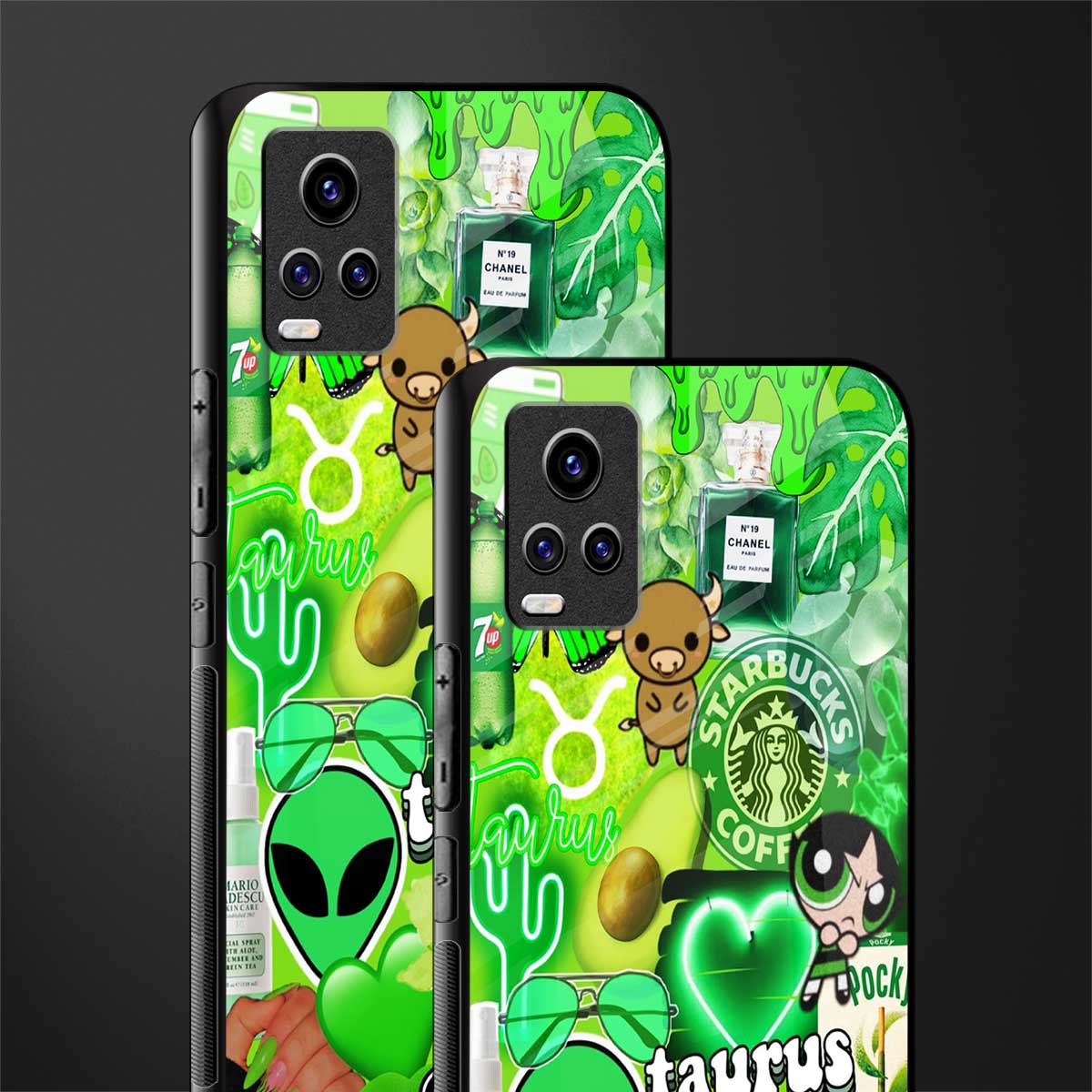 taurus aesthetic collage back phone cover | glass case for vivo v21e 4g