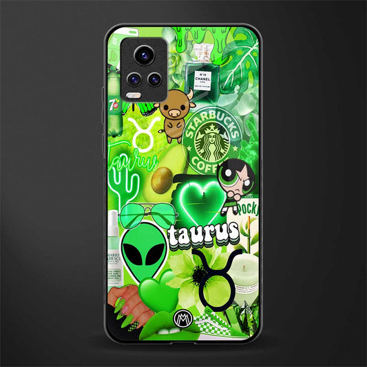 taurus aesthetic collage back phone cover | glass case for vivo v21e 4g