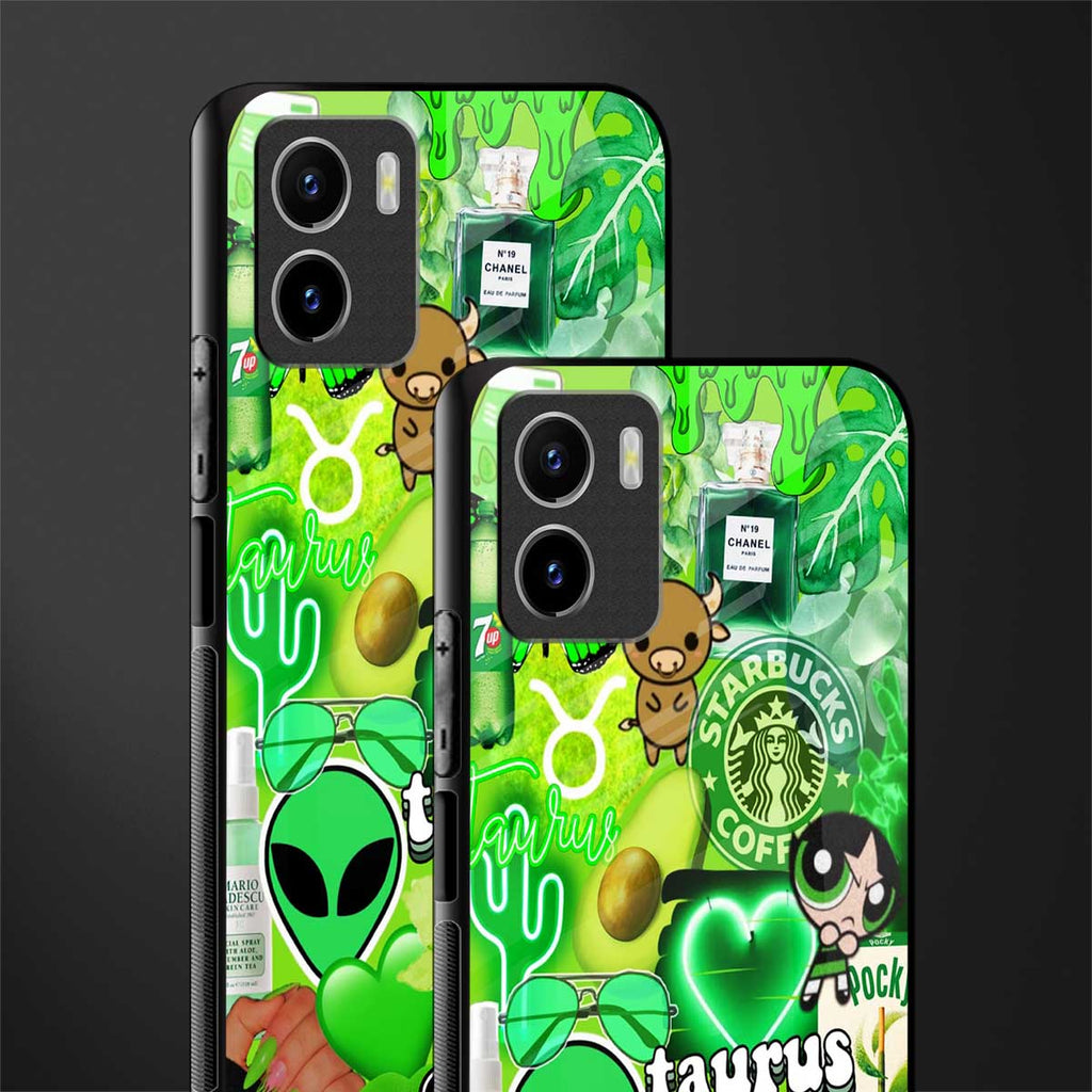 taurus aesthetic collage back phone cover | glass case for vivo y72