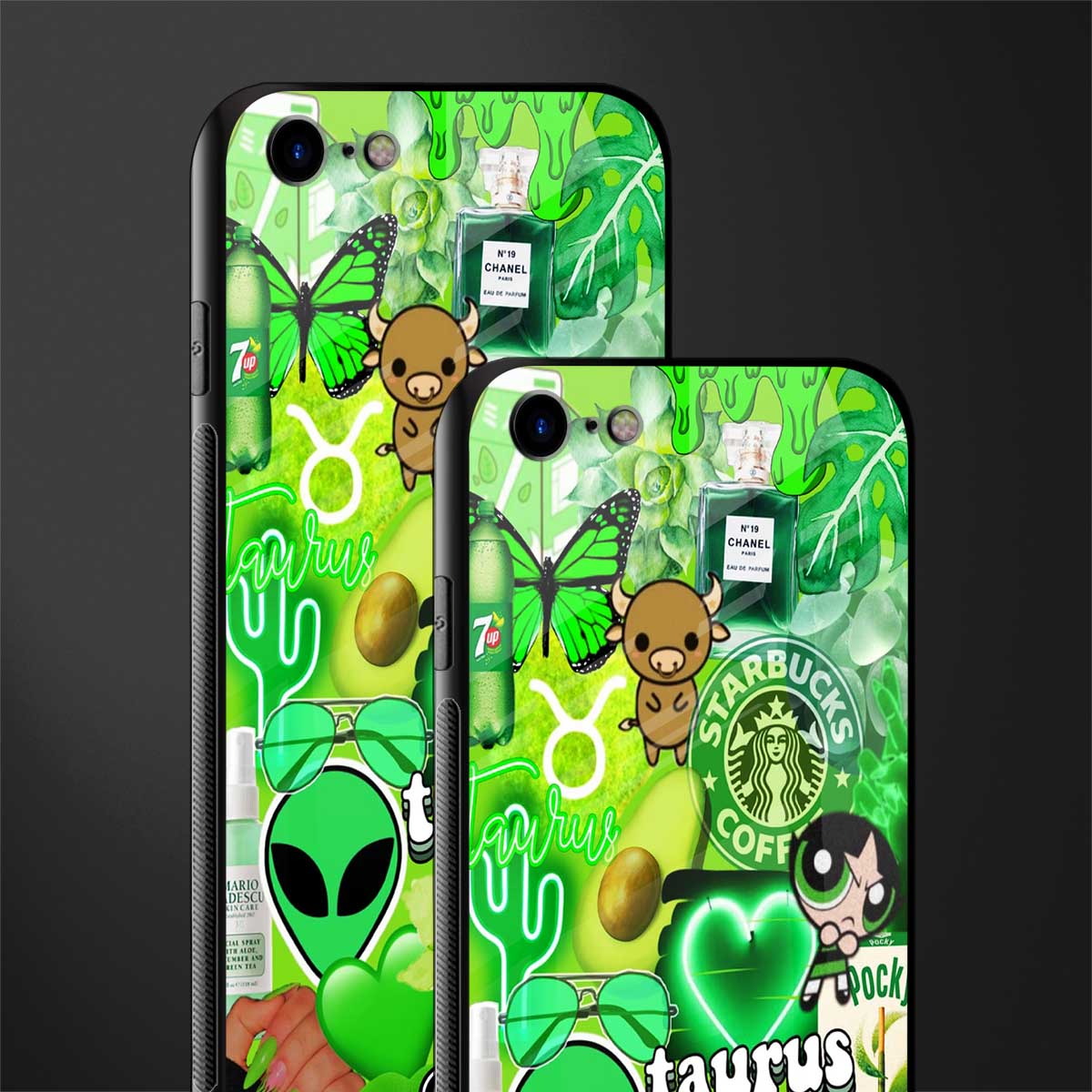 taurus aesthetic collage glass case for iphone 7 image-2