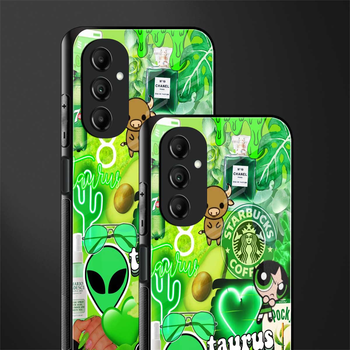 taurus aesthetic collage back phone cover | glass case for samsung galaxy a14 5g