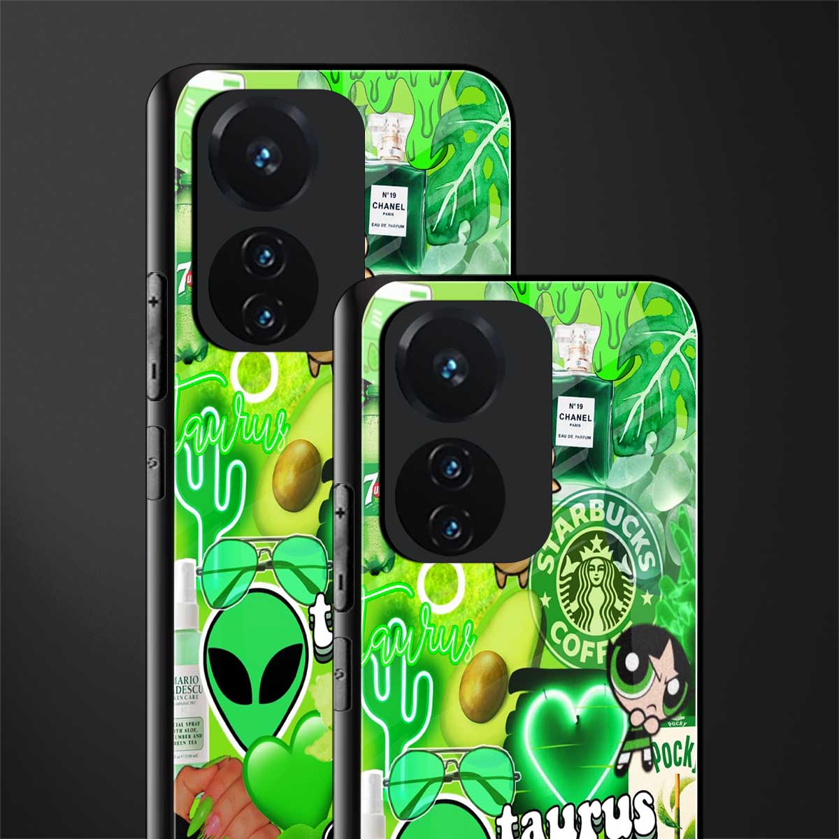 taurus aesthetic collage back phone cover | glass case for vivo t1 44w 4g