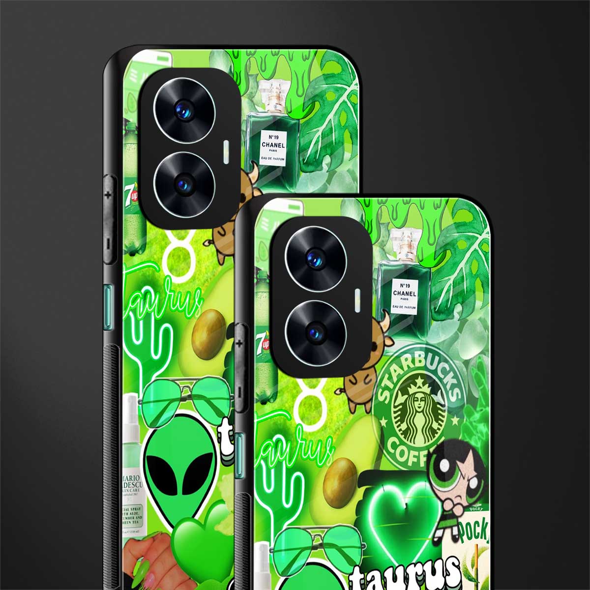 taurus aesthetic collage back phone cover | glass case for realme c55