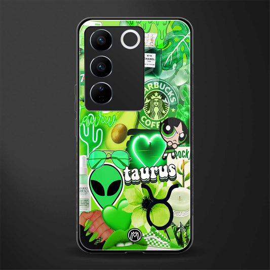 taurus aesthetic collage back phone cover | glass case for vivo v27 pro 5g