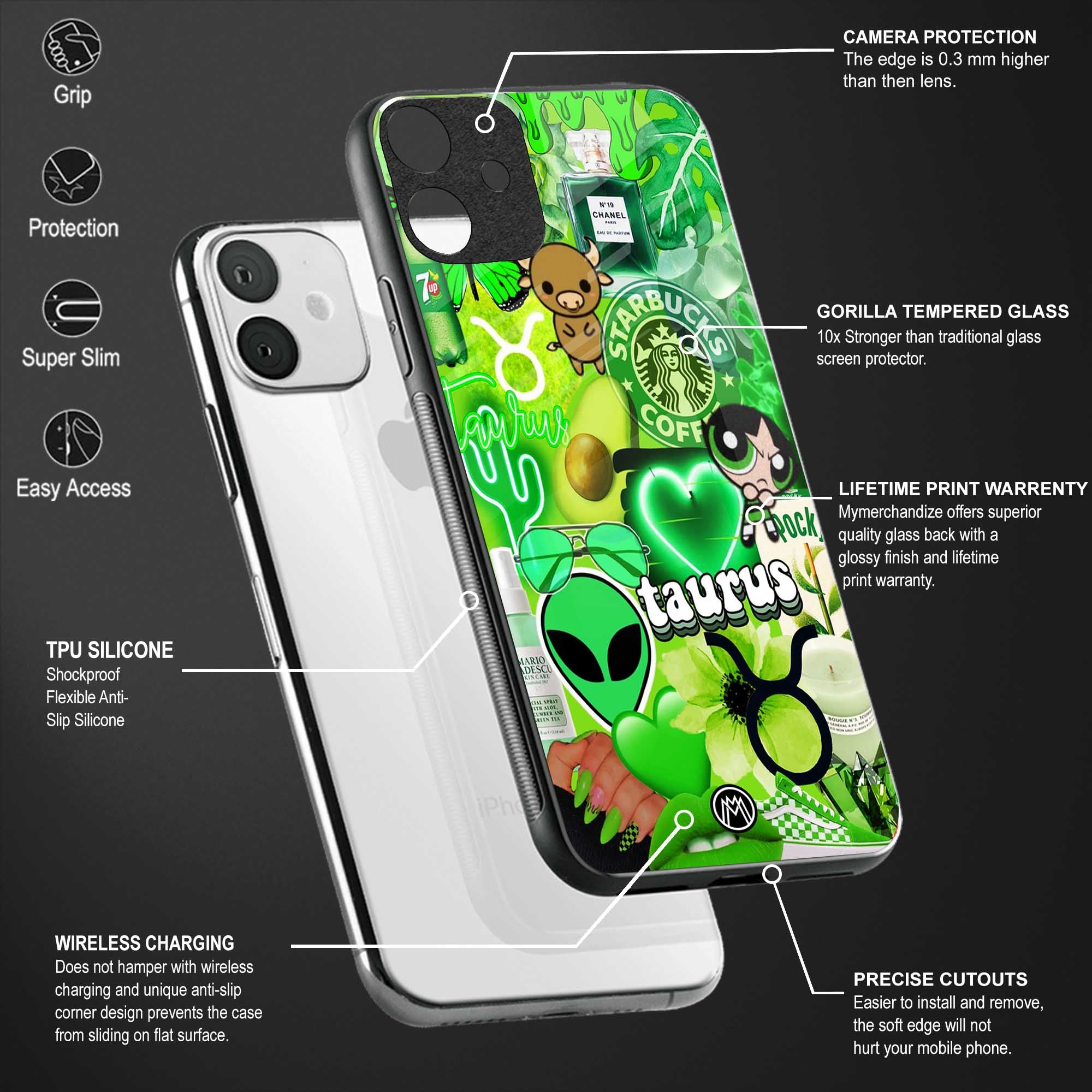 taurus aesthetic collage glass case for oppo a54 image-4