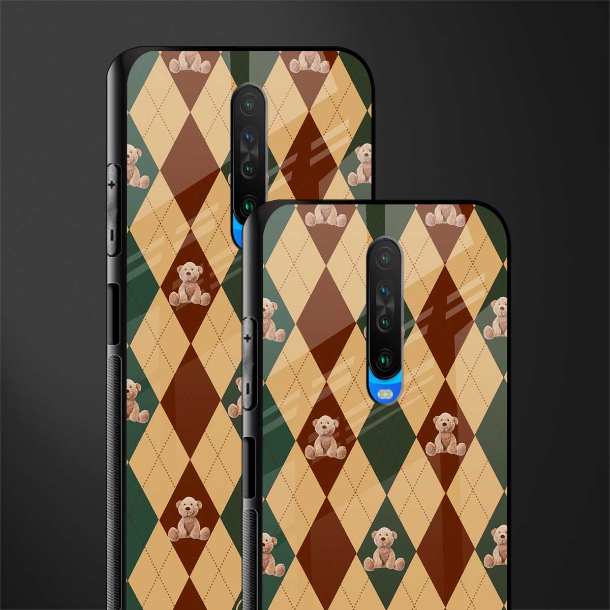 ted checkered pattern glass case for poco x2 image-2
