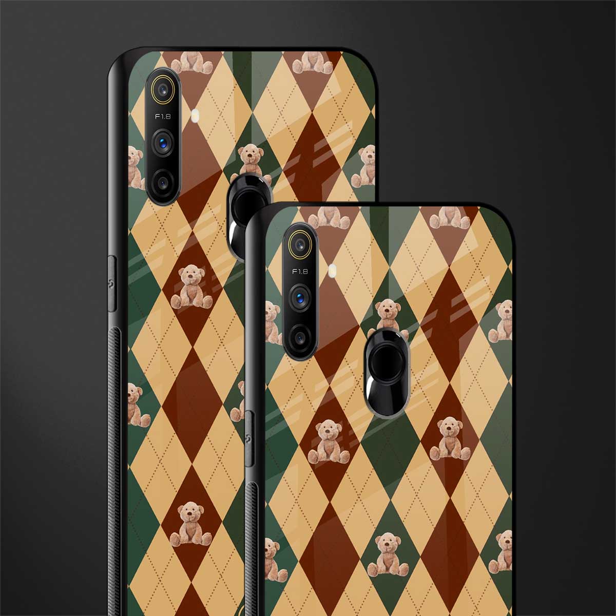 ted checkered pattern glass case for realme narzo 20a image-2