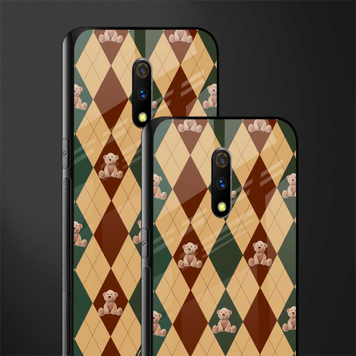 ted checkered pattern glass case for oppo k3 image-2