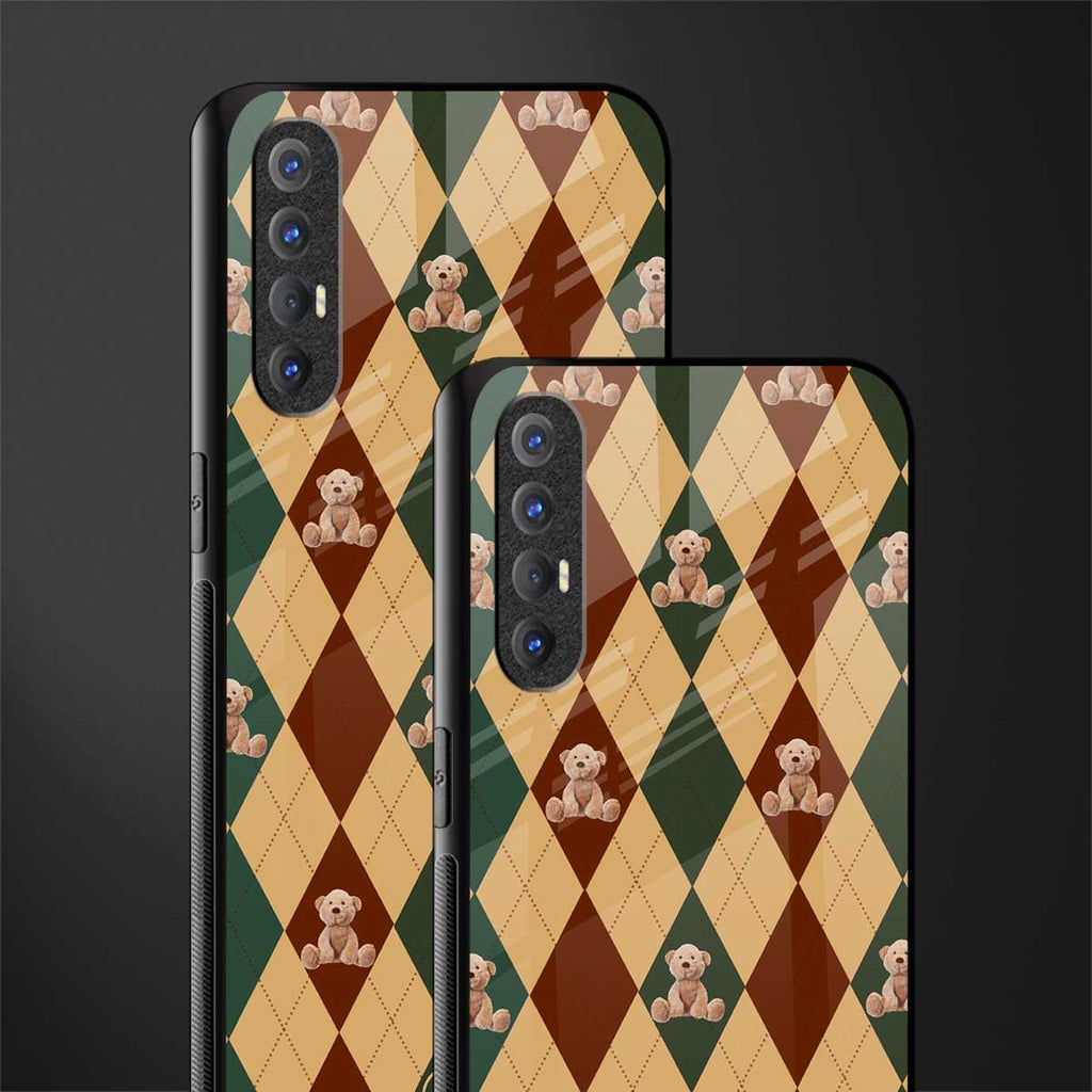ted checkered pattern glass case for oppo reno 3 pro image-2