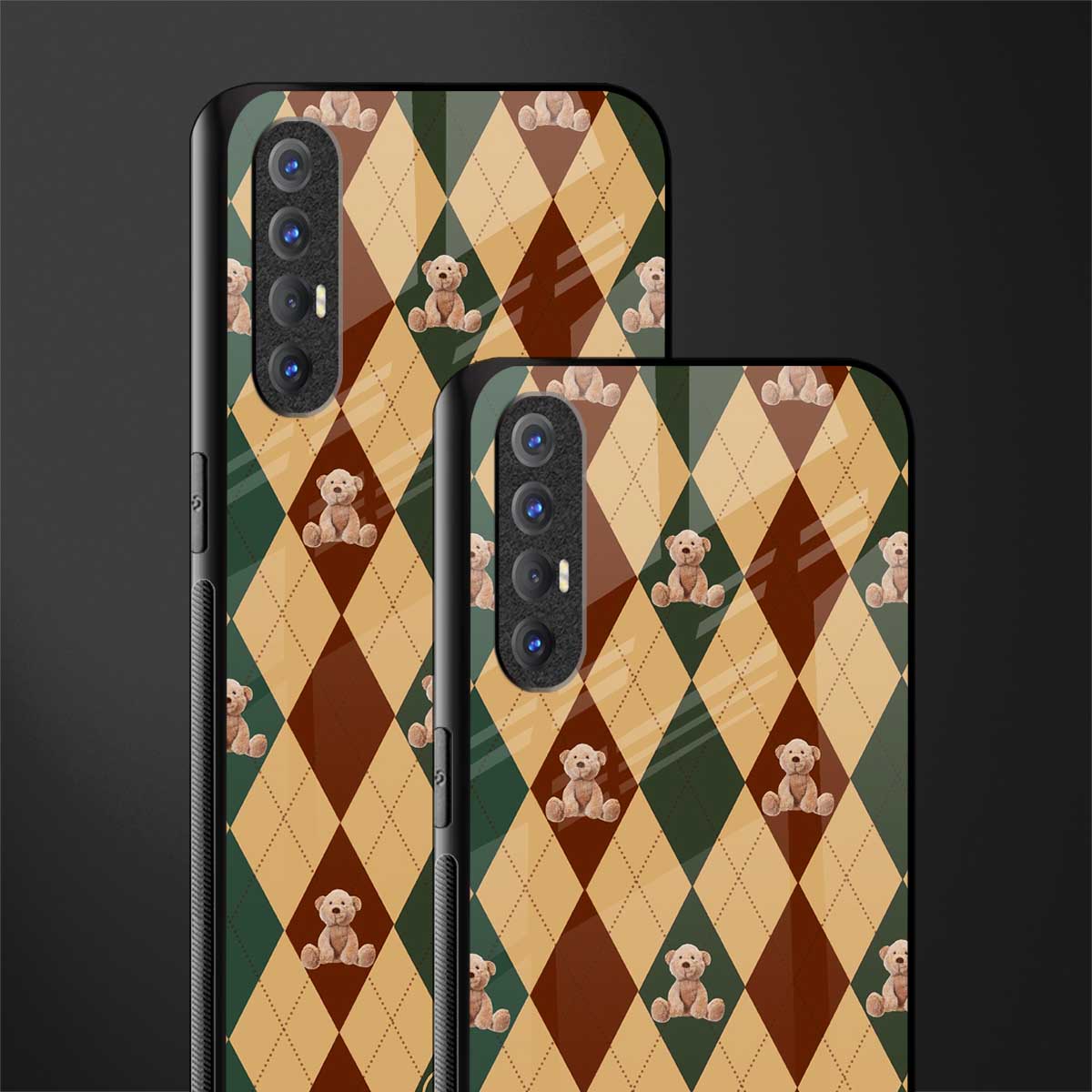 ted checkered pattern glass case for oppo reno 3 pro image-2