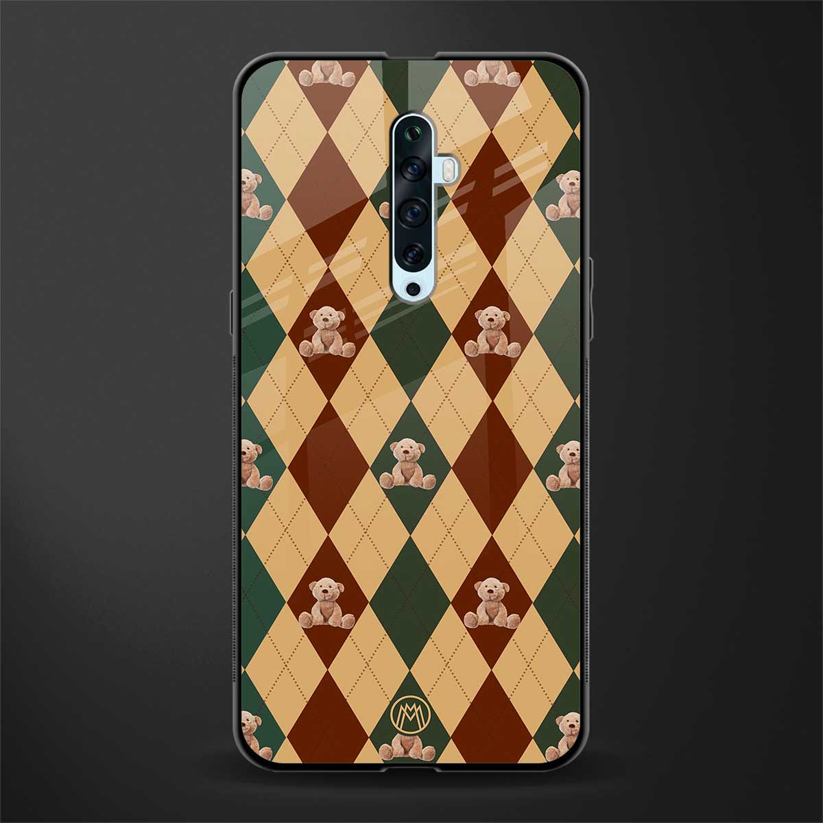 ted checkered pattern glass case for oppo reno 2f image
