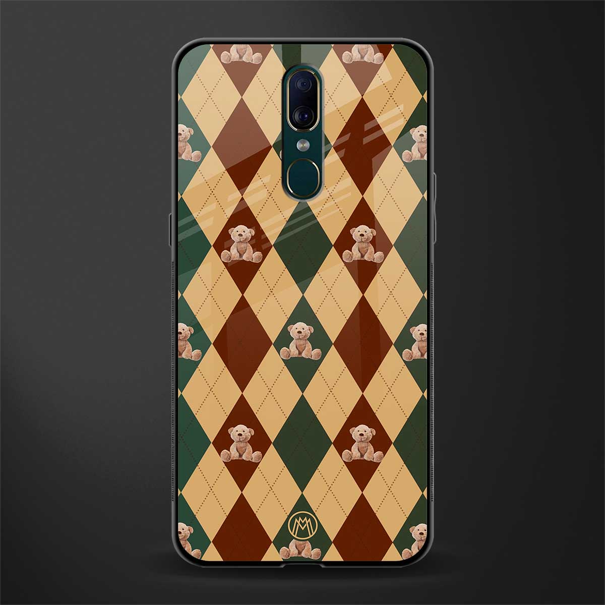 ted checkered pattern glass case for oppo f11 image