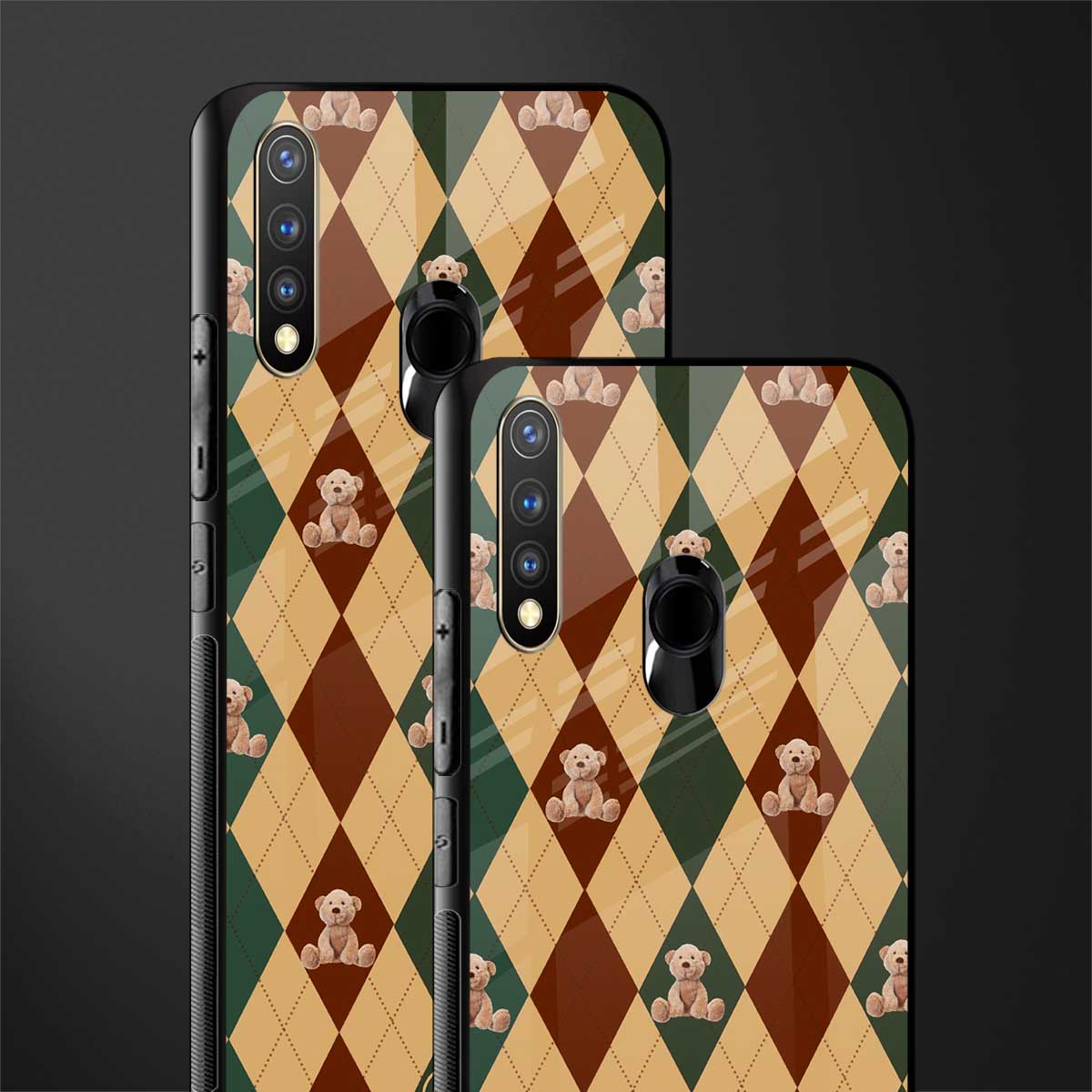 ted checkered pattern glass case for vivo u20 image-2